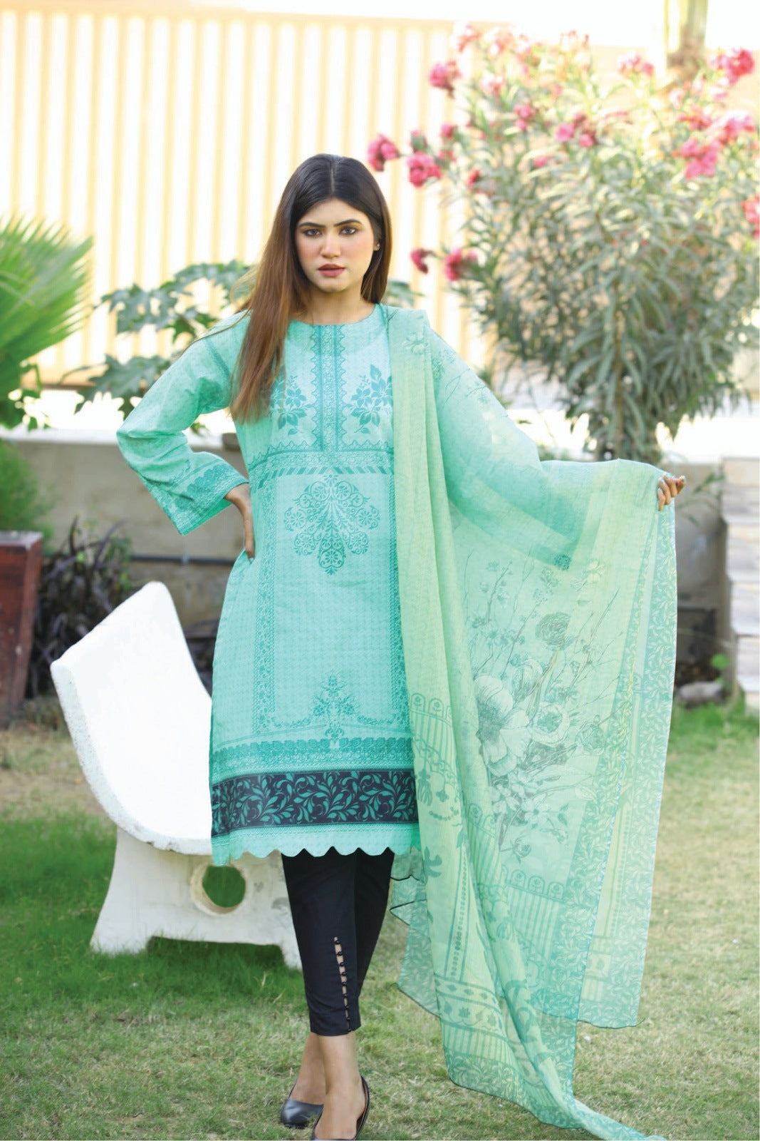 Light Green Printed 2 pcs