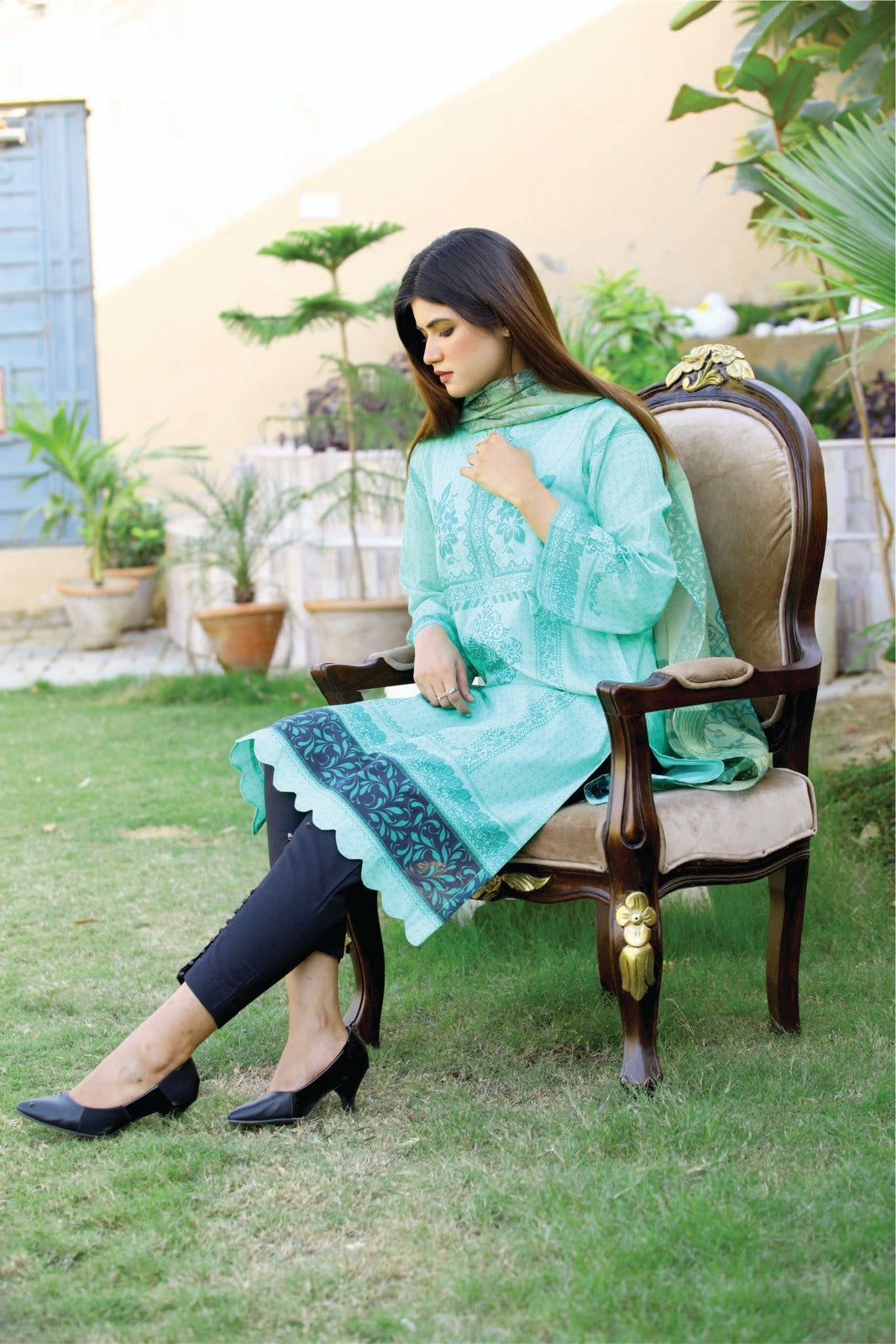 Light Green Printed 2 pcs