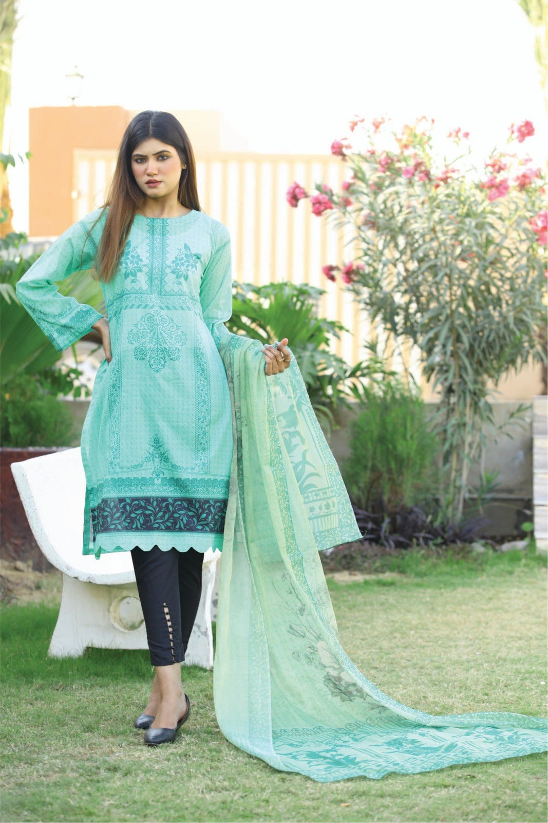 Light Green Printed 2 pcs