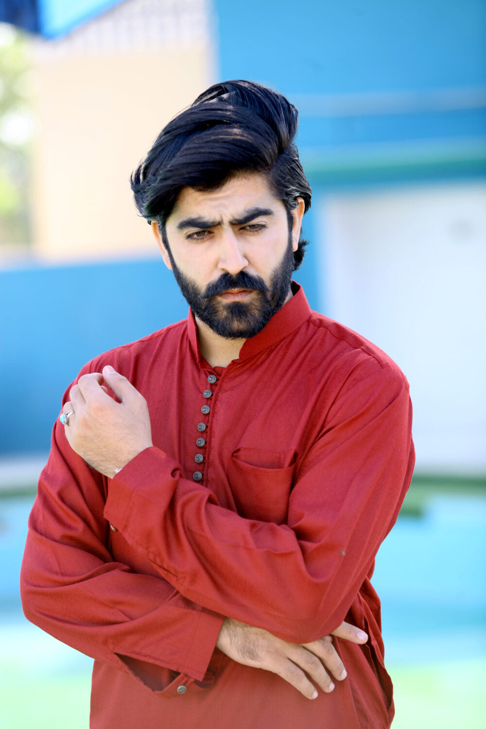Maroon Blended Kurta