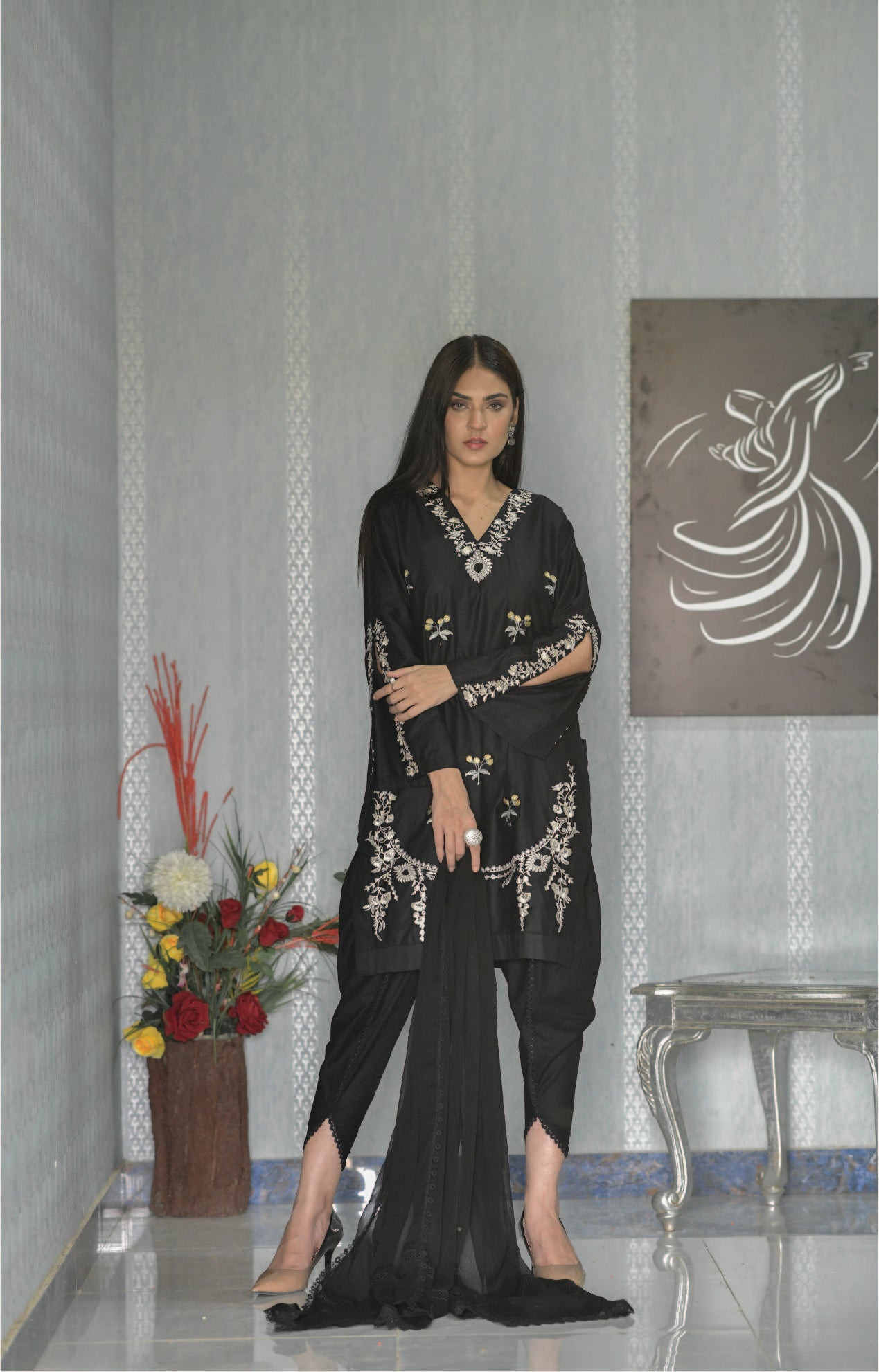 Black Embroidered Shirt