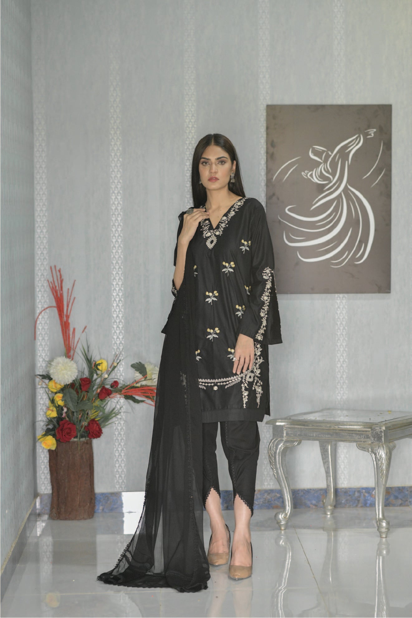 Black Embroidered Shirt
