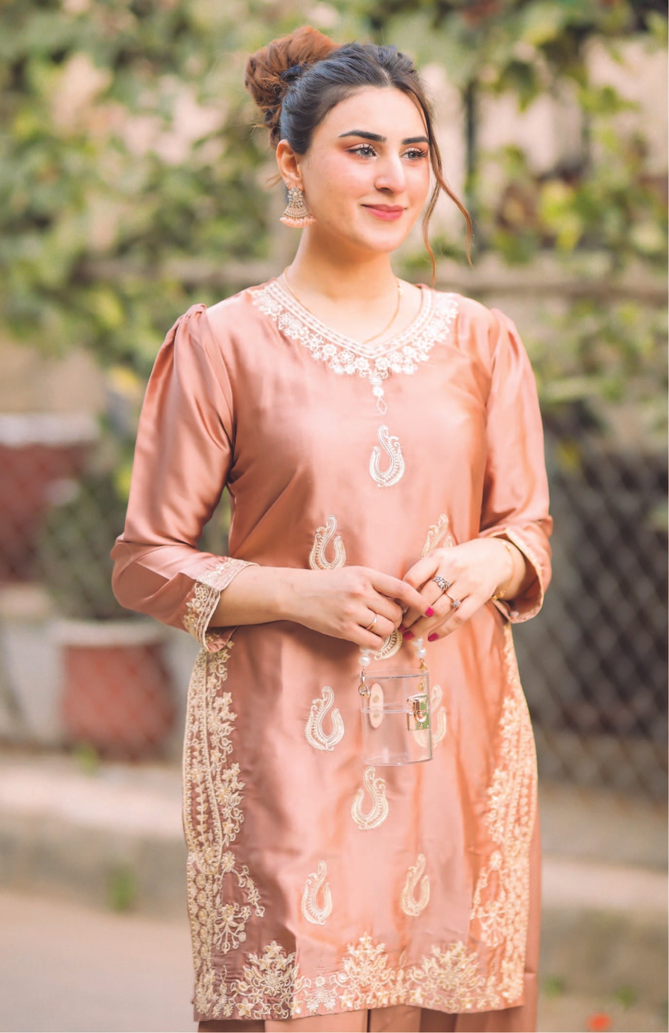 Embroidered Ballerina-Pink Shamoze Silk 2-PCS