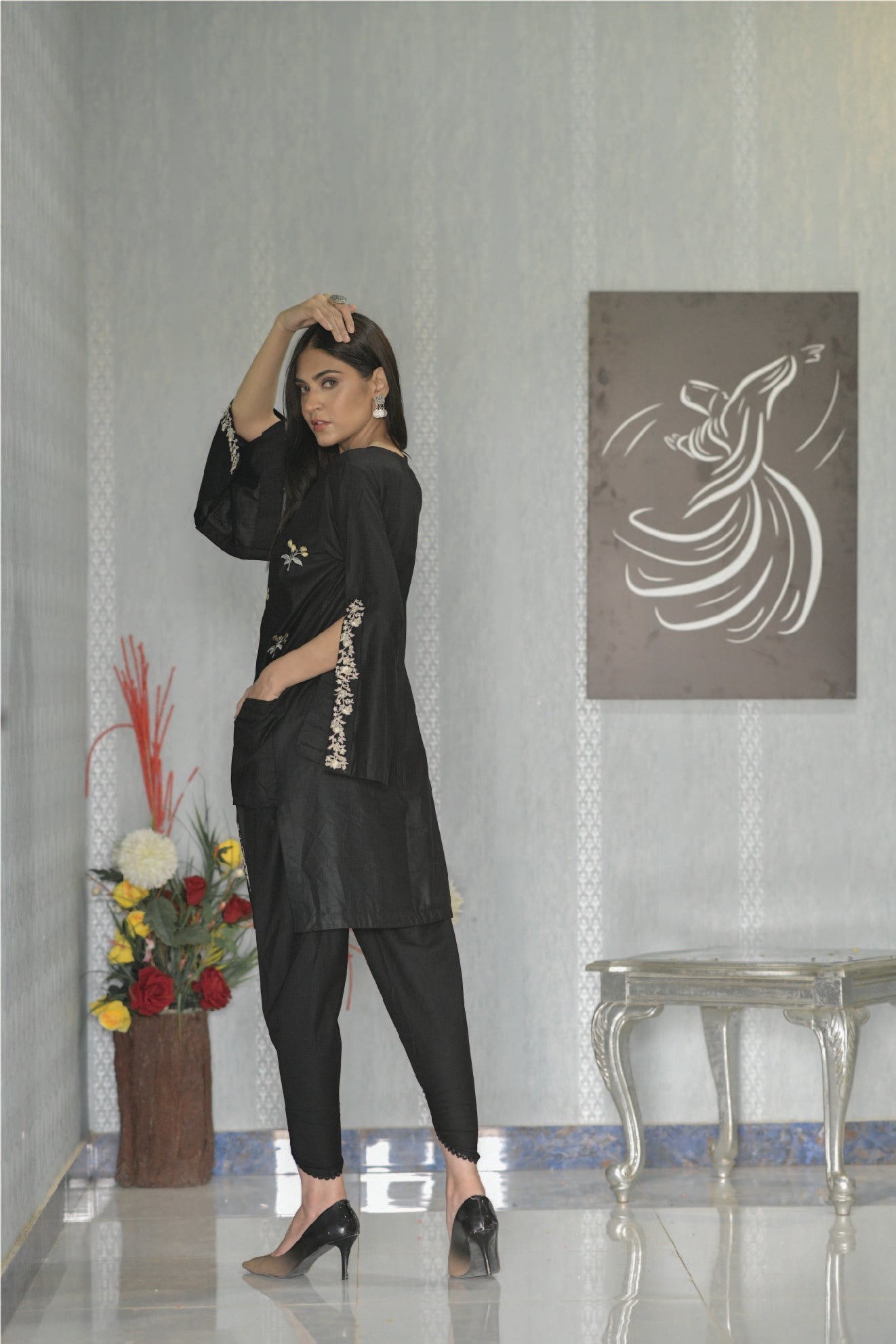 Black Embroidered Shirt