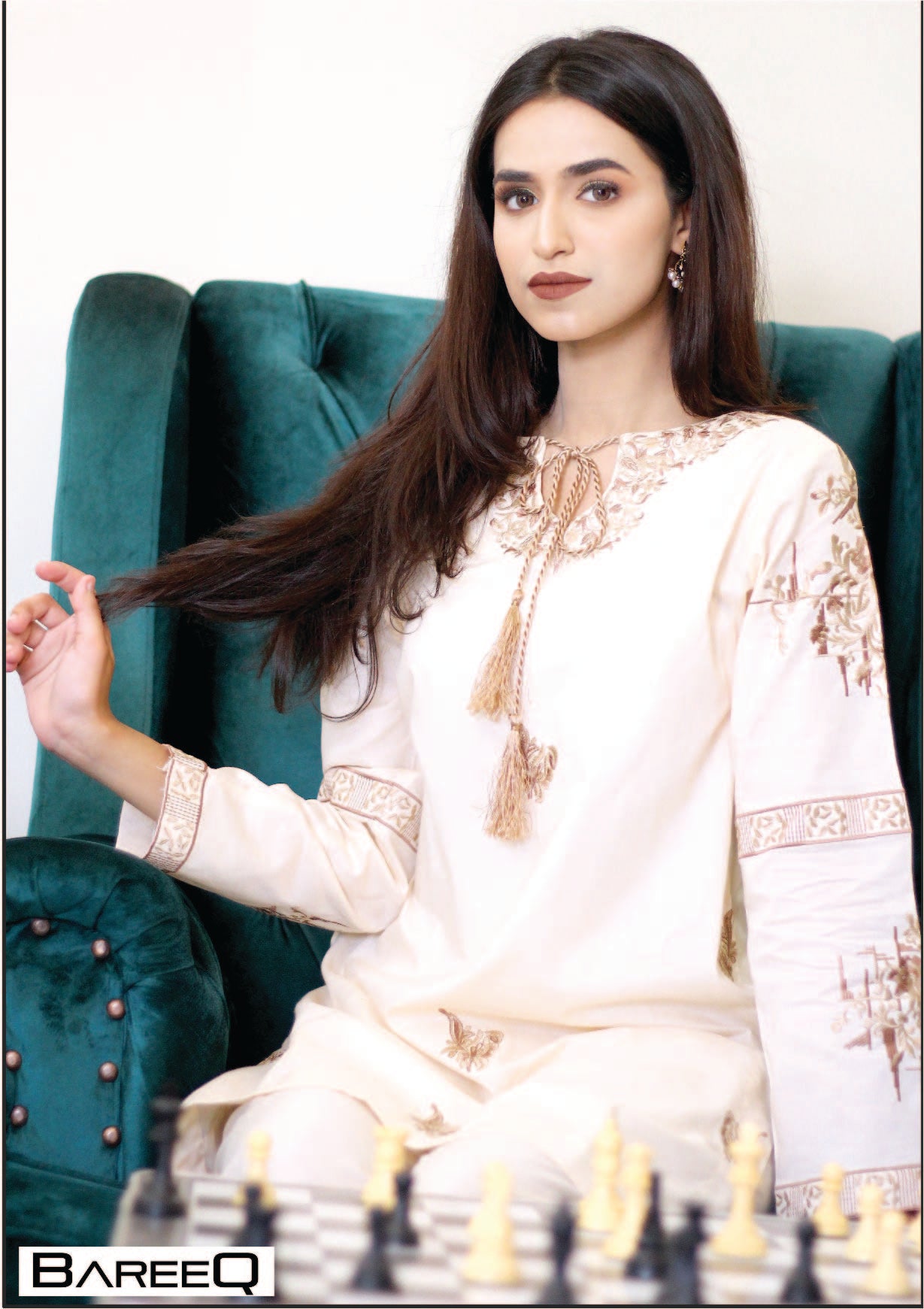 Embroidered Cotton Shirt With Dyed Cambric Plazo