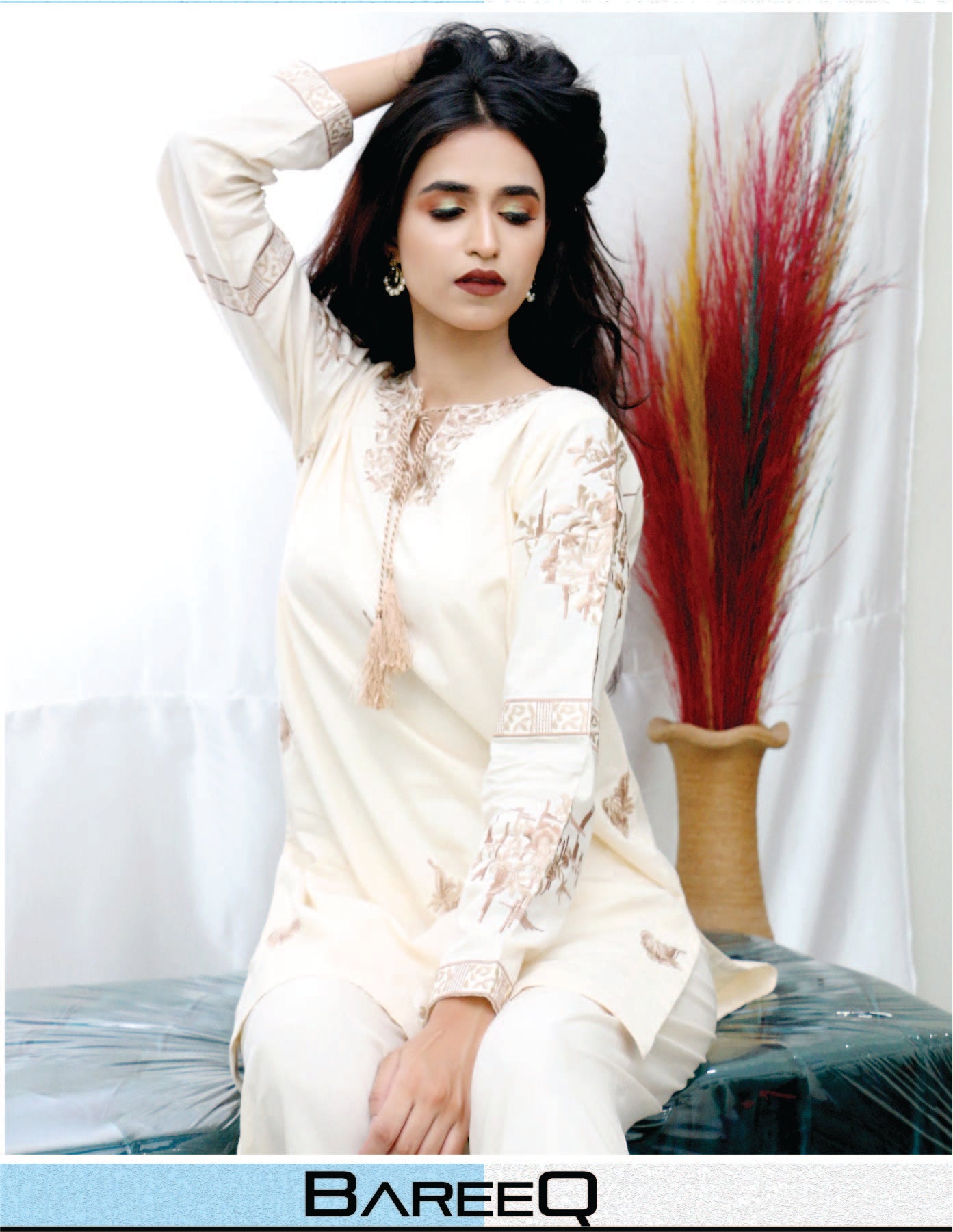 Embroidered Cotton Shirt With Dyed Cambric Plazo