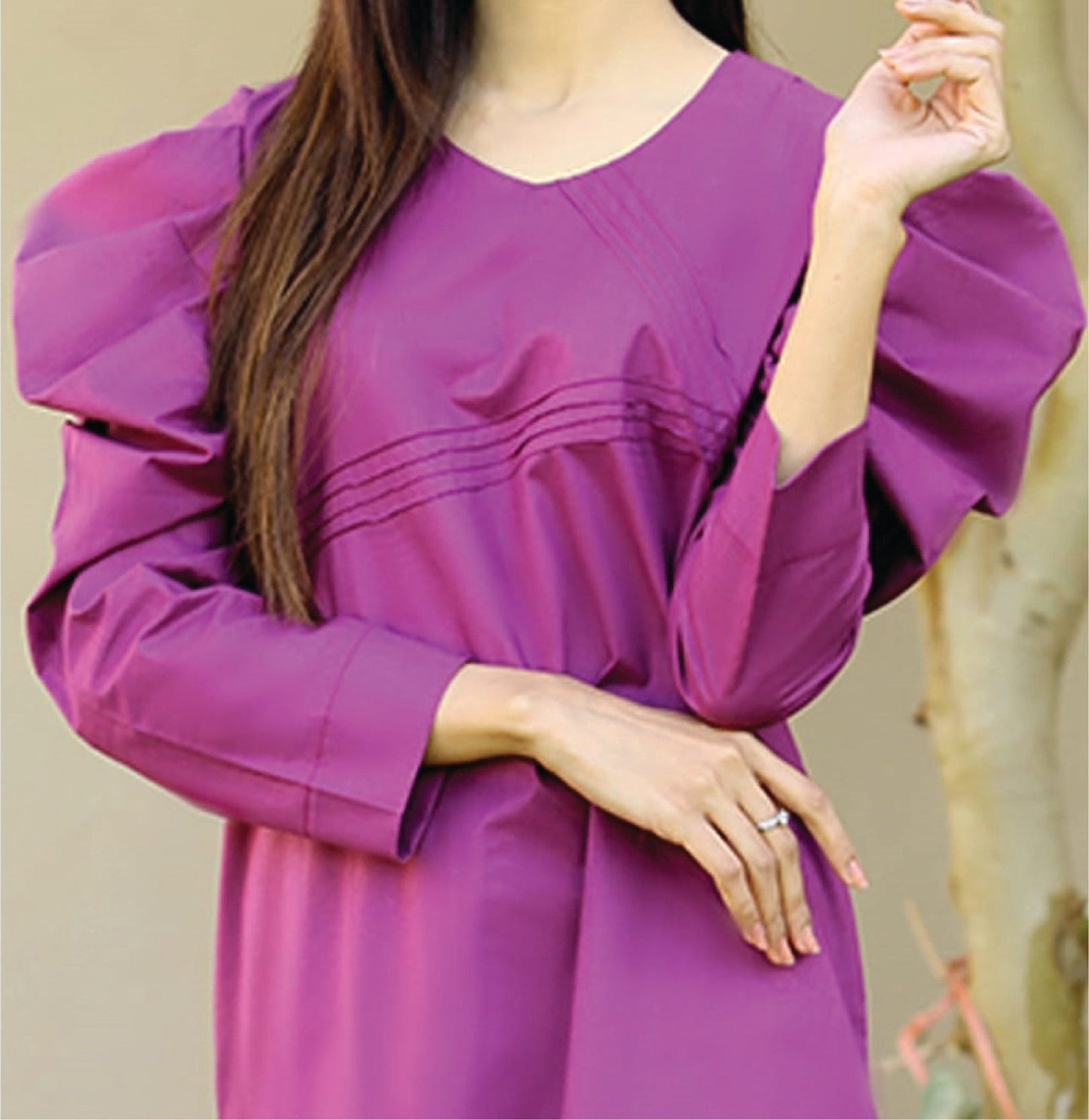 Purple Solid 2-Pcs Puffy Balloon Sleeves