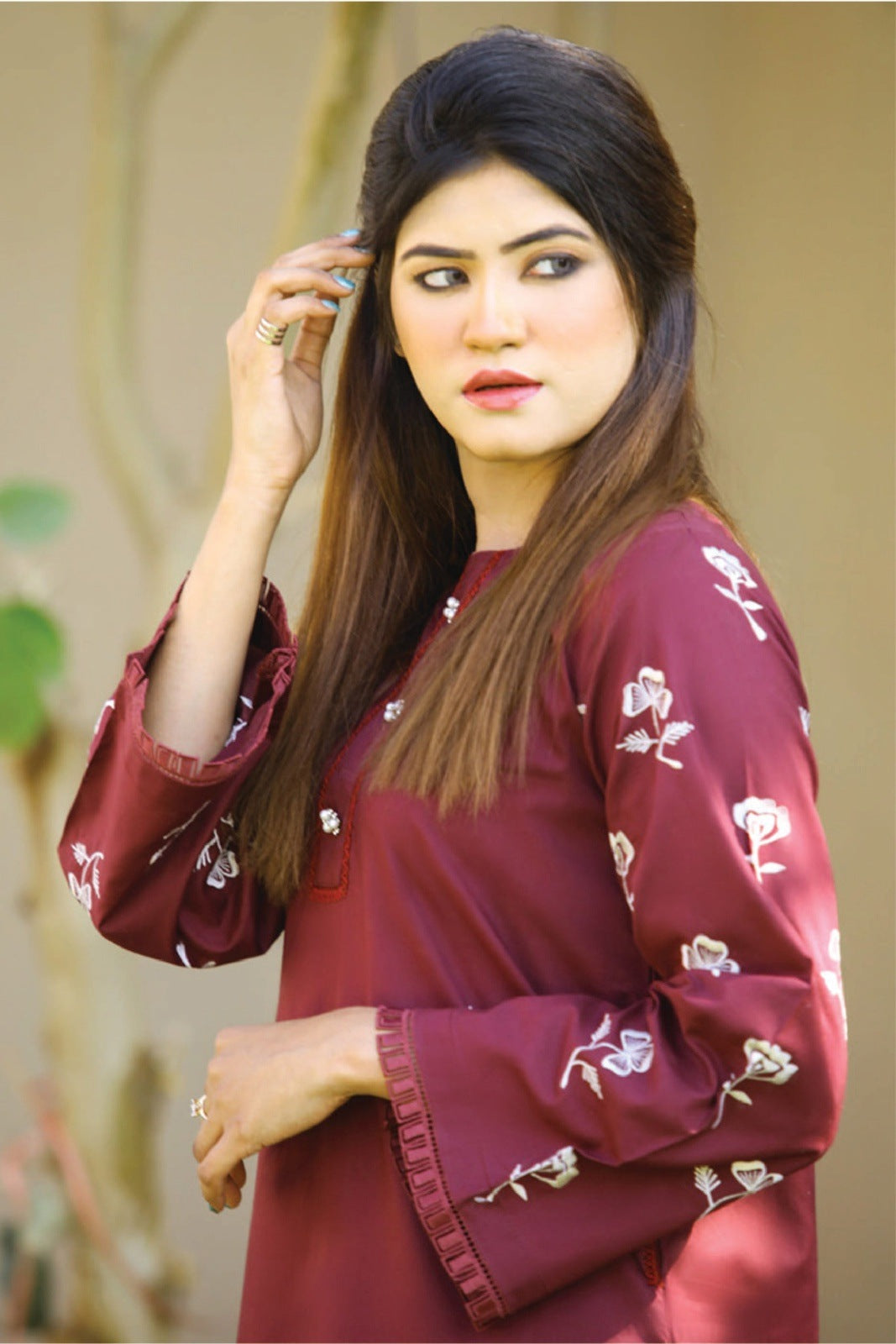 Maroon Shirt Fully Embroidered Shirt