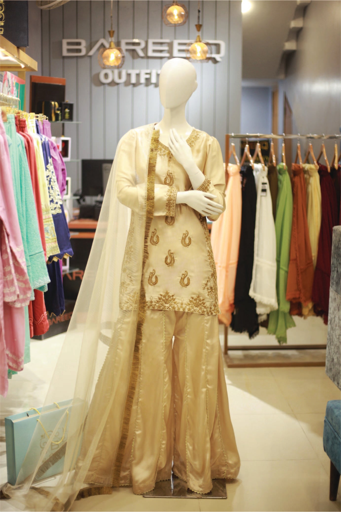 Gold Poise Embroidered Silk Dress 3-Piece