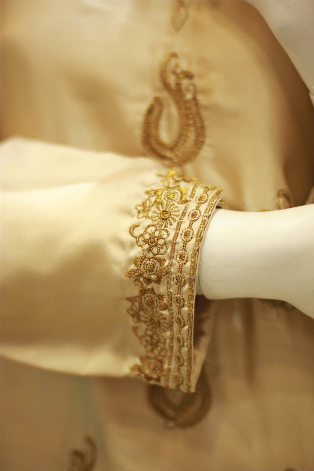 Gold Poise Embroidered Silk Dress 3-Piece