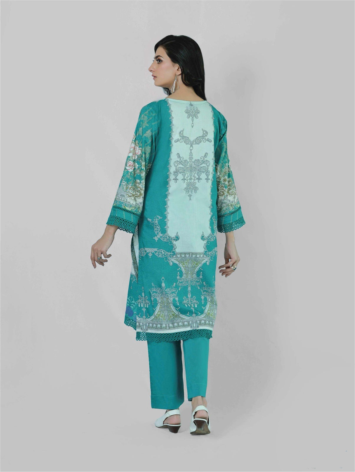 Florence Teal 3 Piece Printed Unstitched Suit