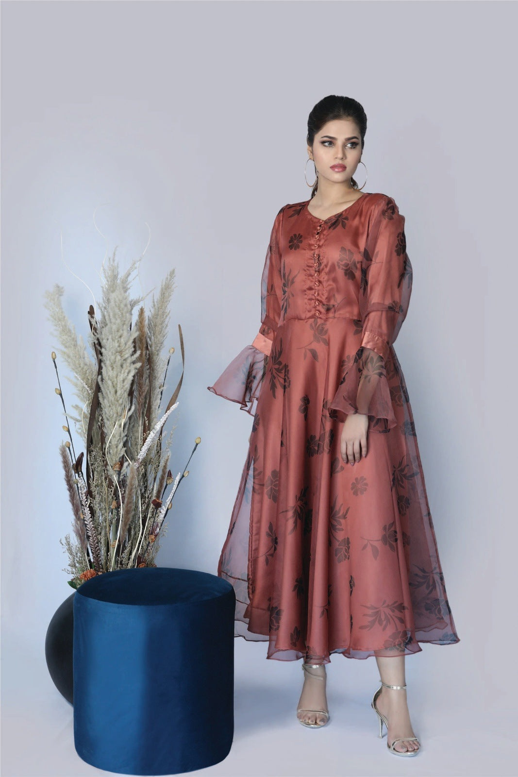 Cranberry Floral Printed Frock