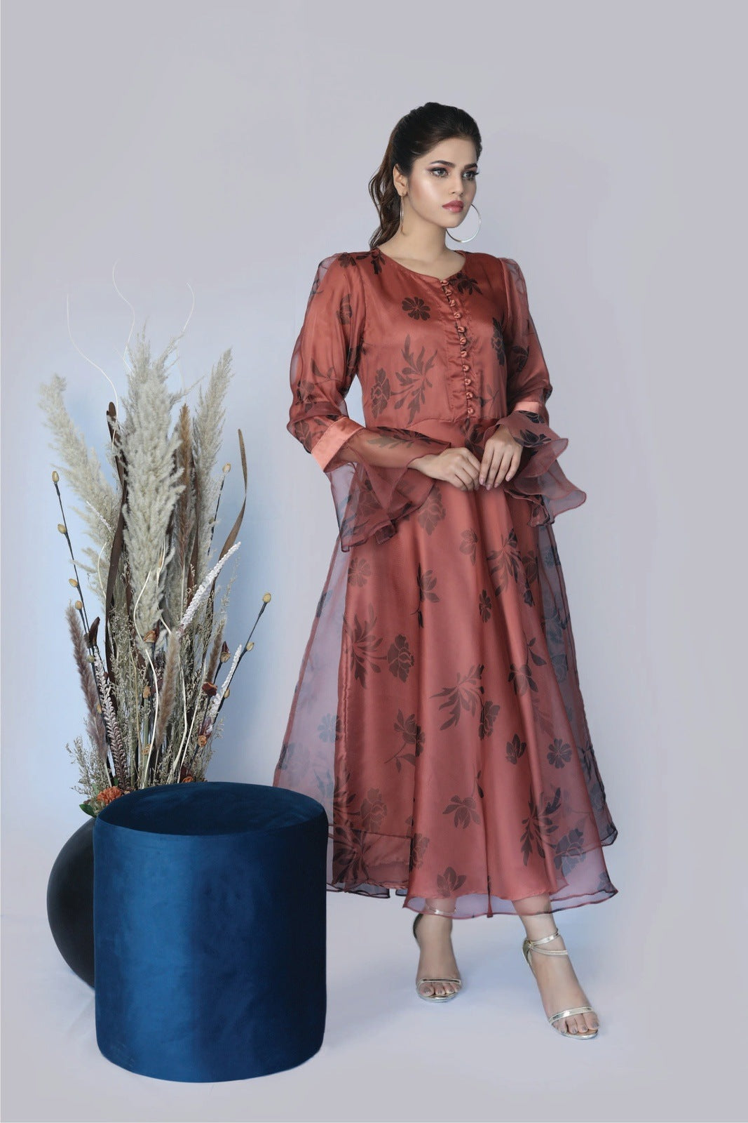 Cranberry Floral Printed Frock