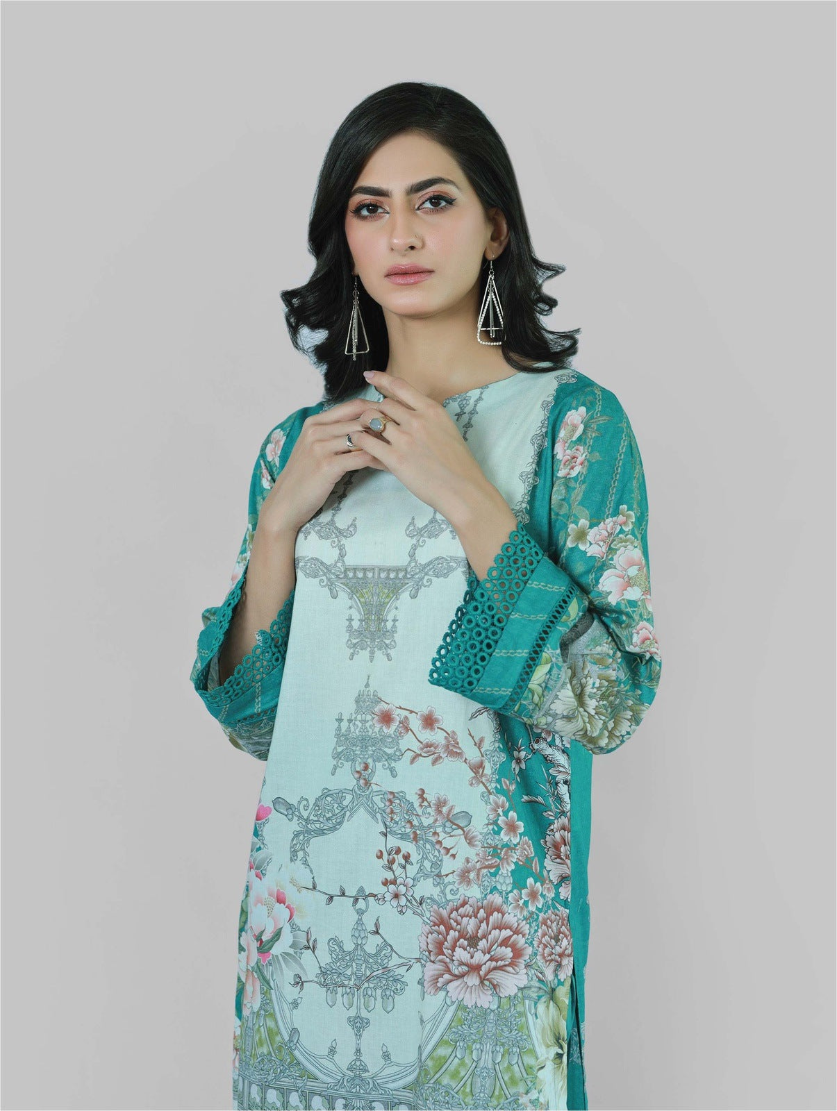 Florence Teal 3 Piece Printed Unstitched Suit