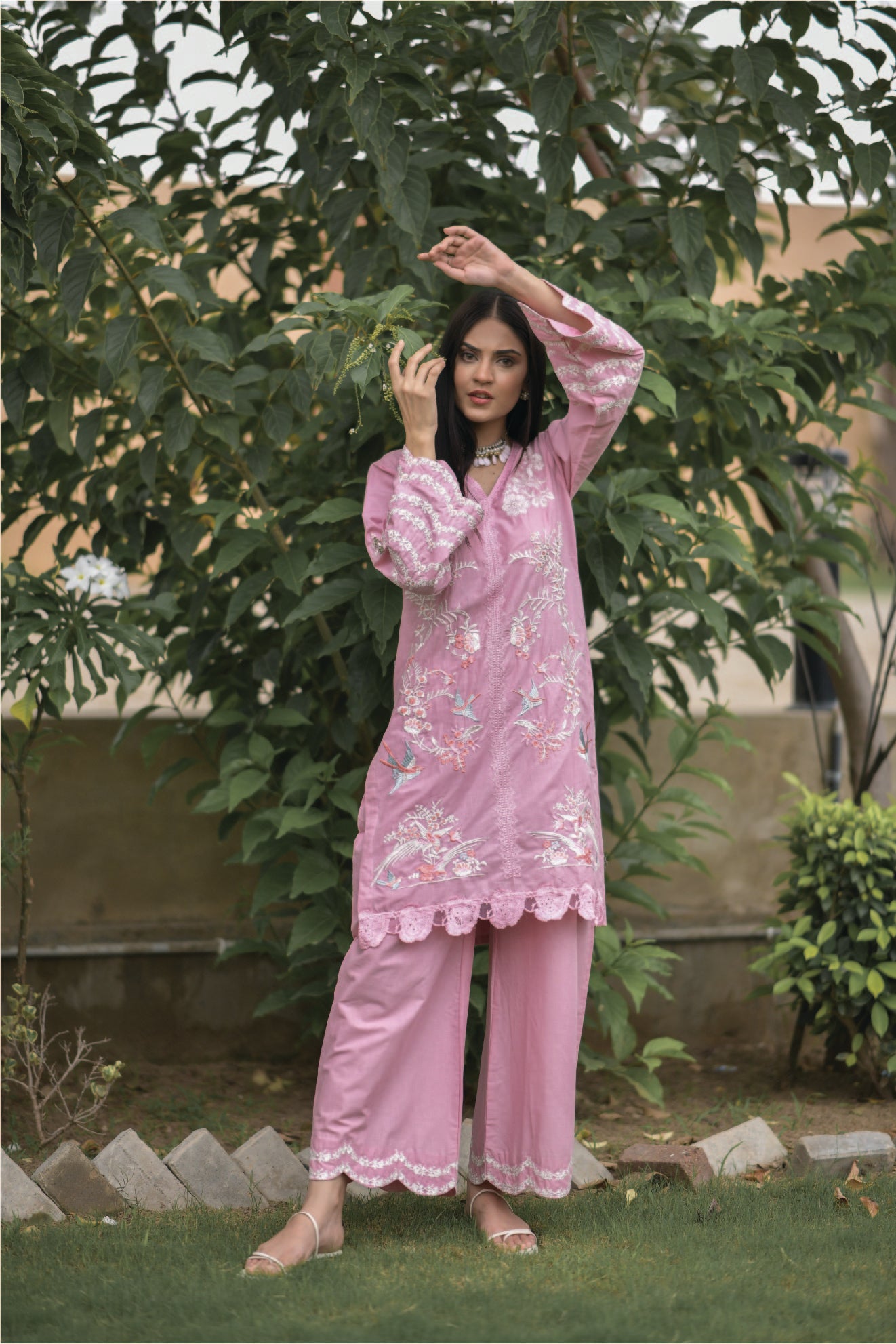 Lavender-Pink Embroidered 2PCS