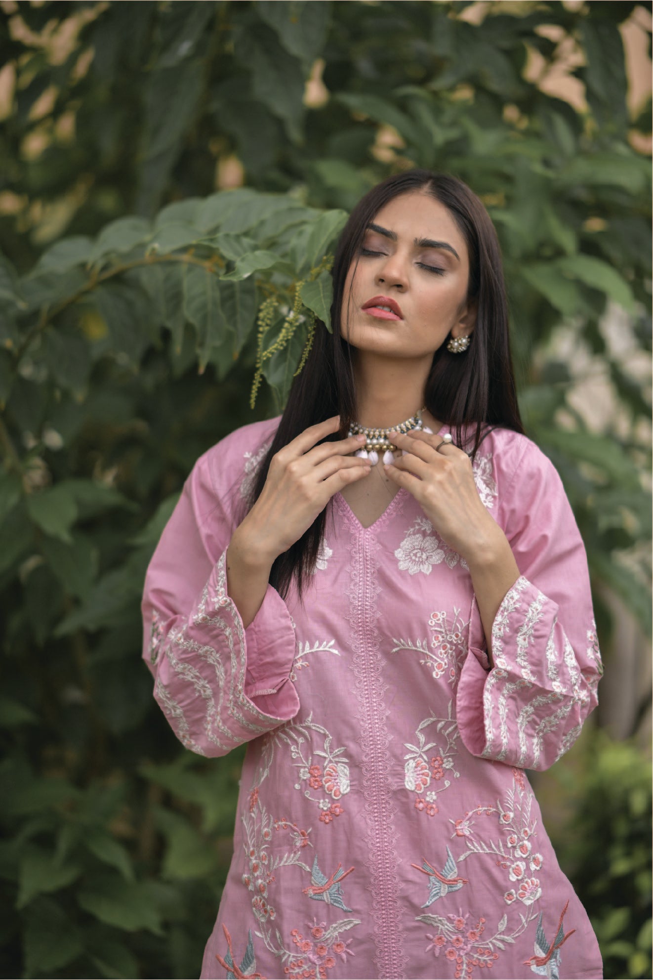 Lavender-Pink Embroidered 2PCS
