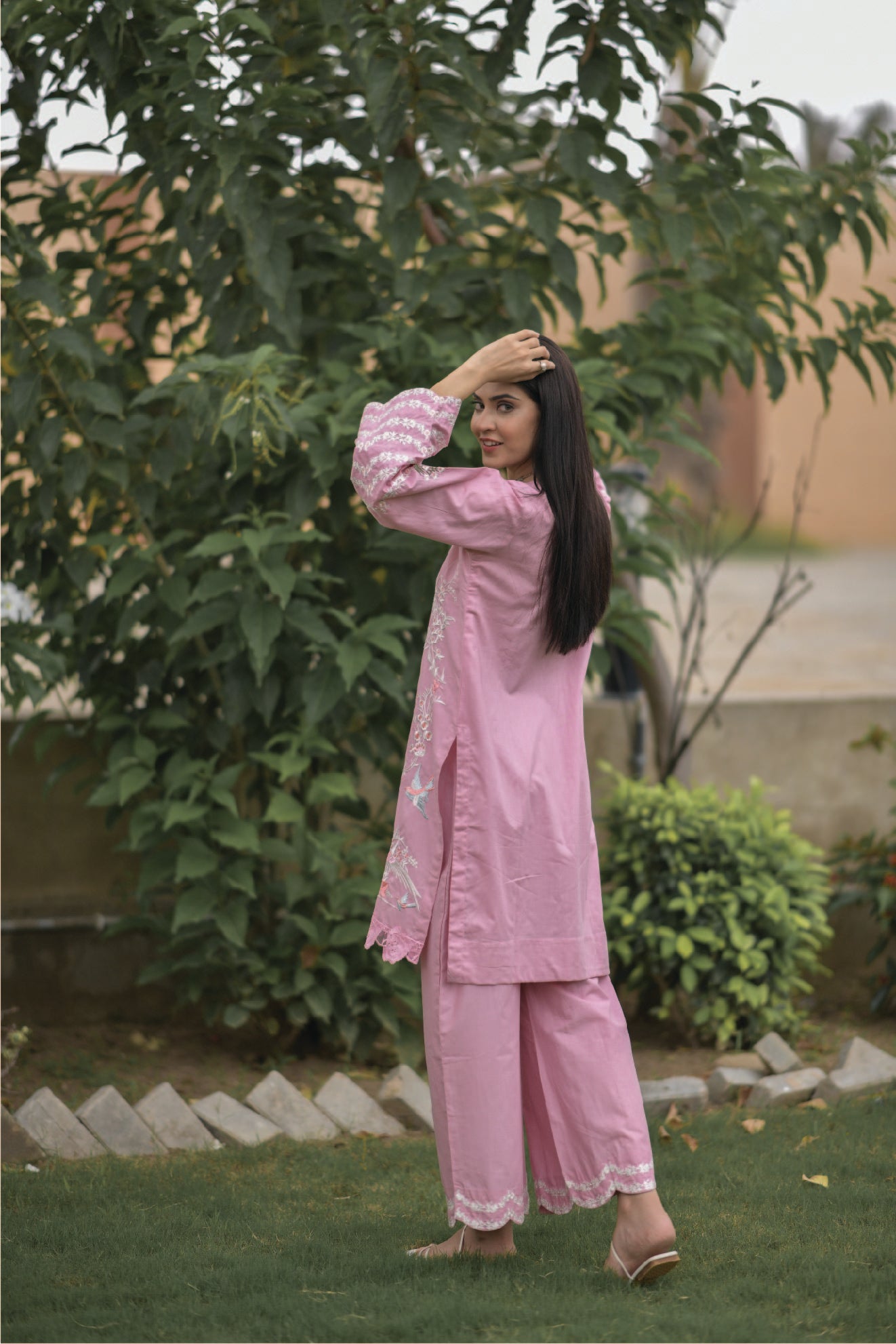 Lavender-Pink Embroidered 2PCS
