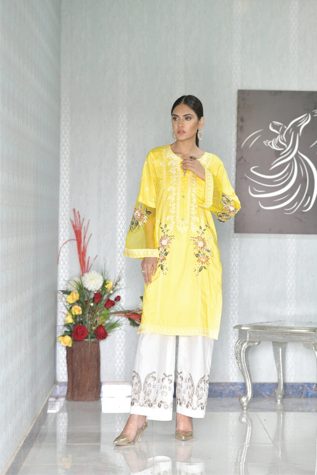 Yellow Embroidered Shirt