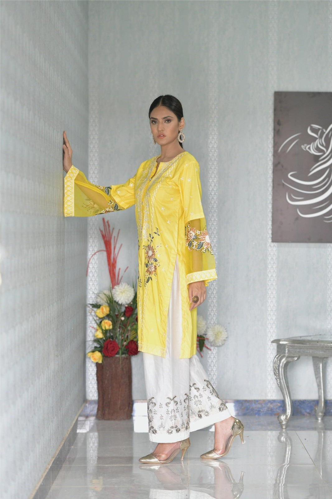 Yellow Embroidered Shirt