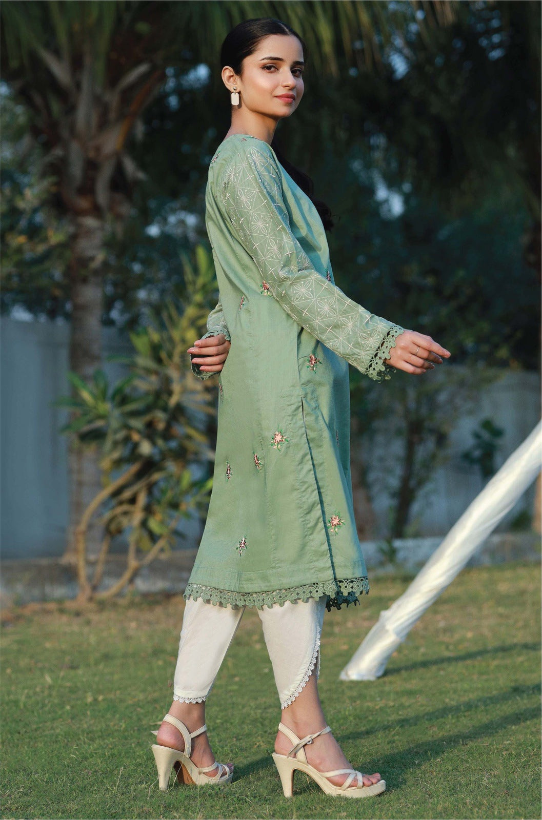 Imperial Pistachio Embroidered Cambric Shirt