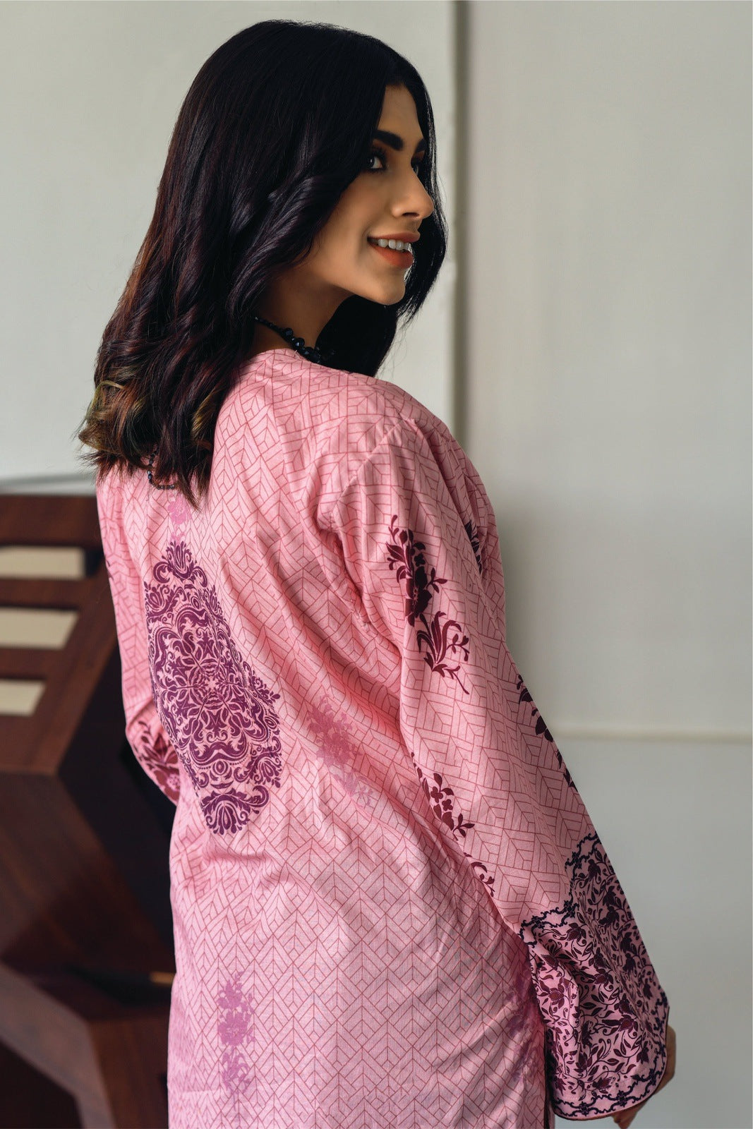 Textured Pink Printed Lawn 2-PCS
