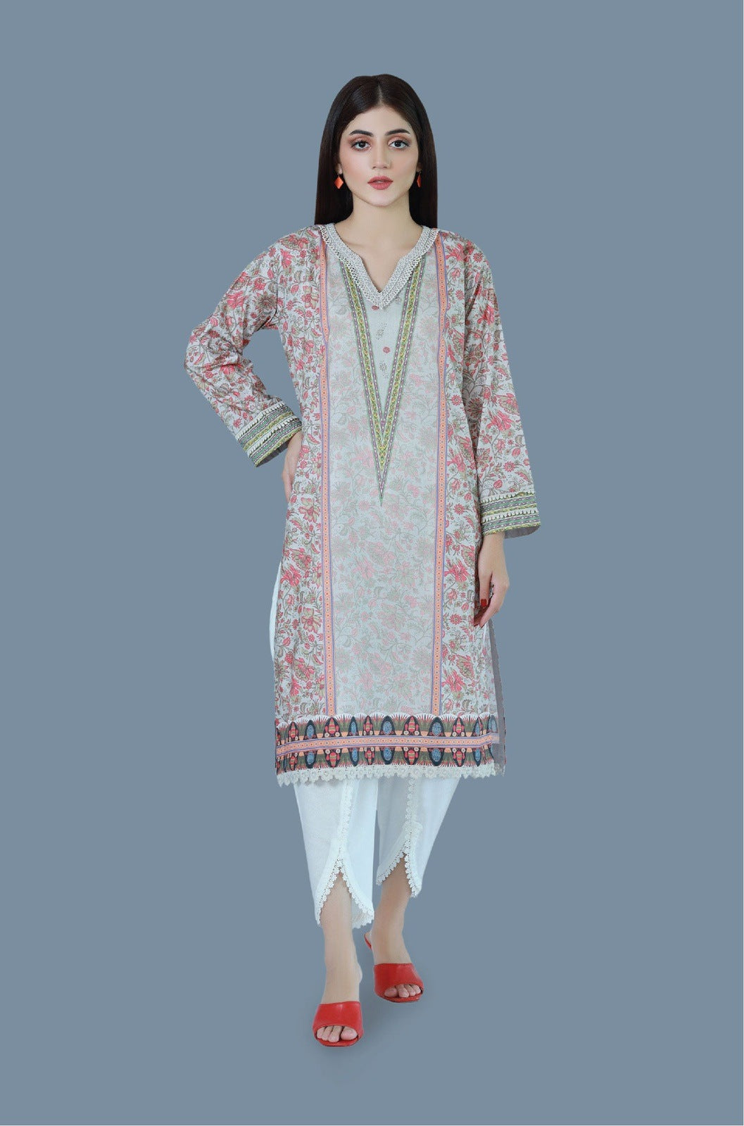Coral Delight Printed Lawn Shirt