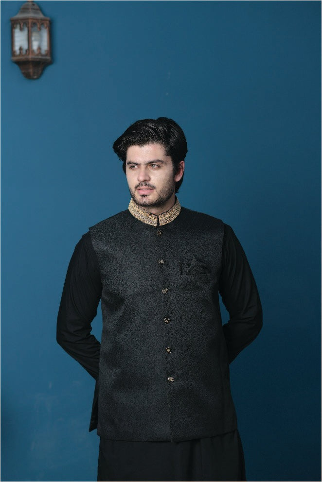 Black Embroidered Waistcoat