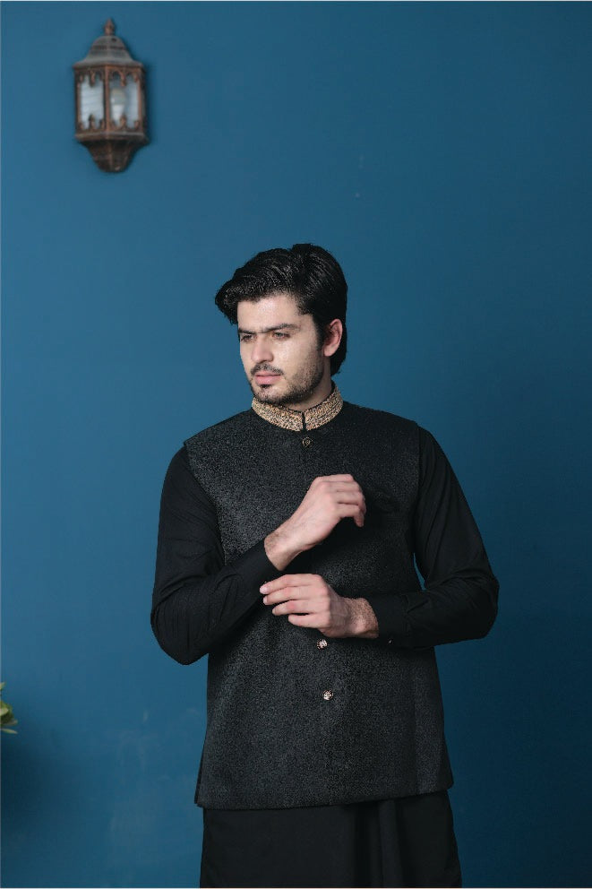 Black Embroidered Waistcoat