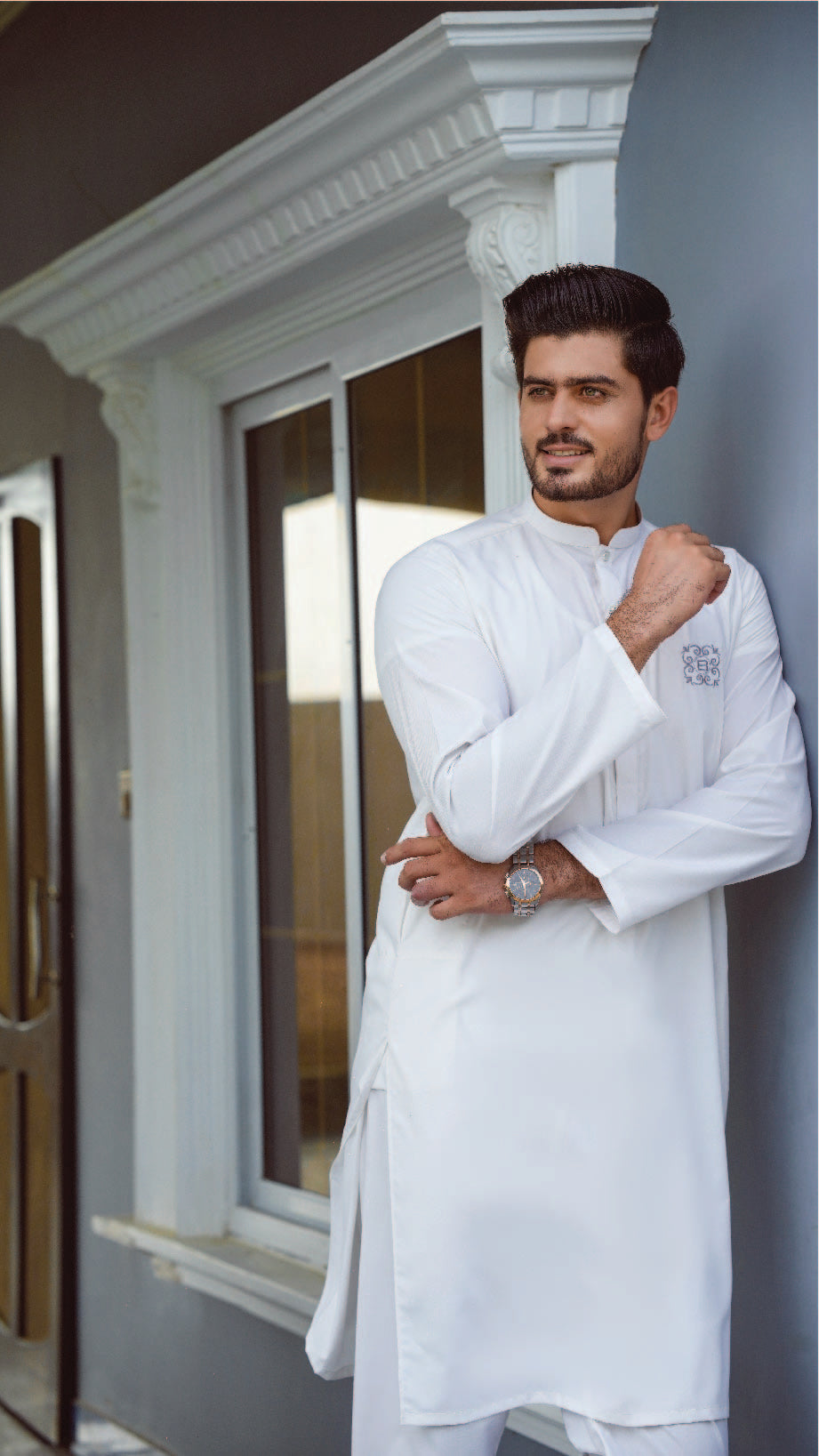 White Blended Kurta Pajama