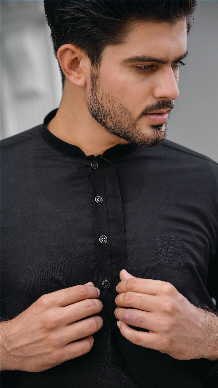 Black Cotton Shalwar-Kameez