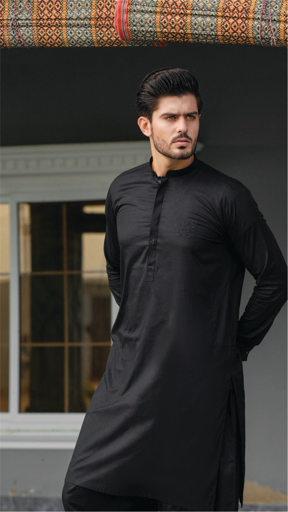 Black Cotton Shalwar-Kameez