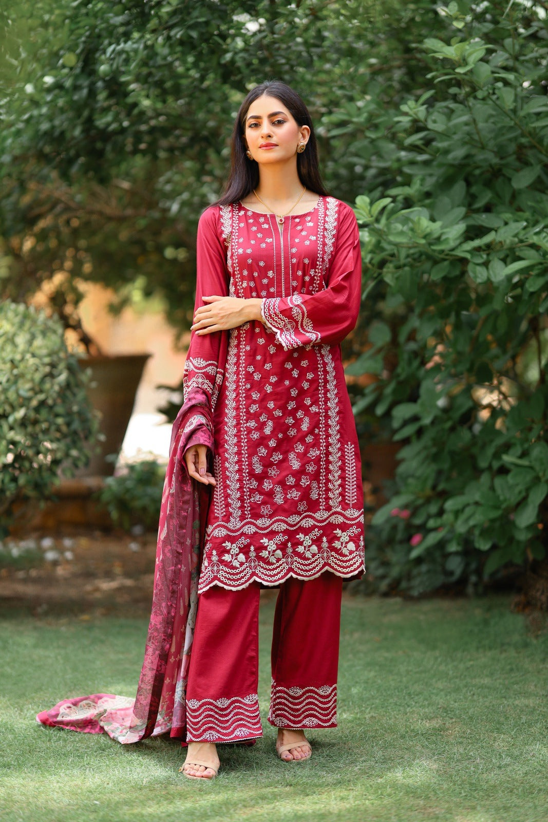 ZARGUL EMBROIDERED CHIKANKARI 3 PIECE STITCHED SUIT