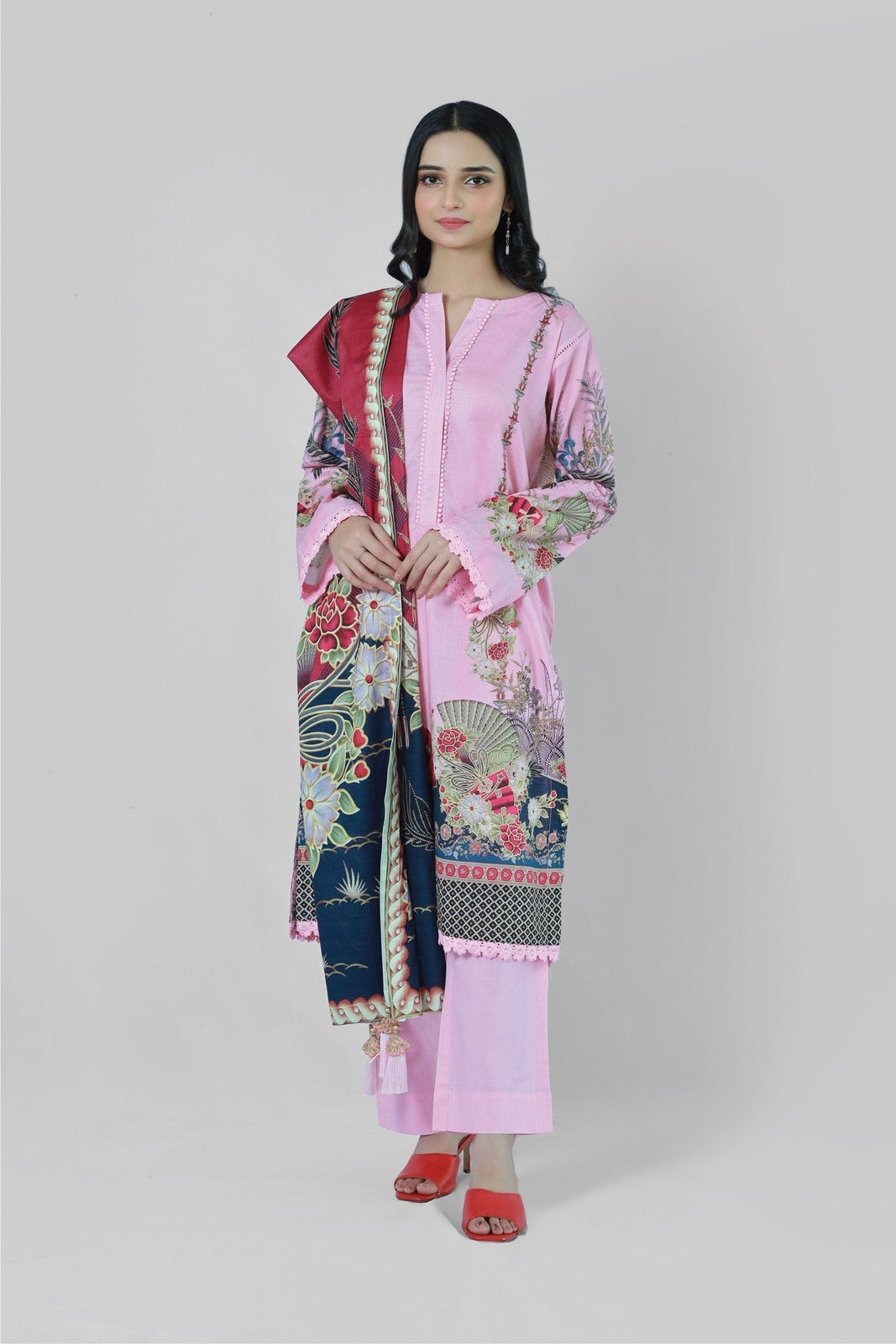 Boho Pink 3 Piece Printed Suit