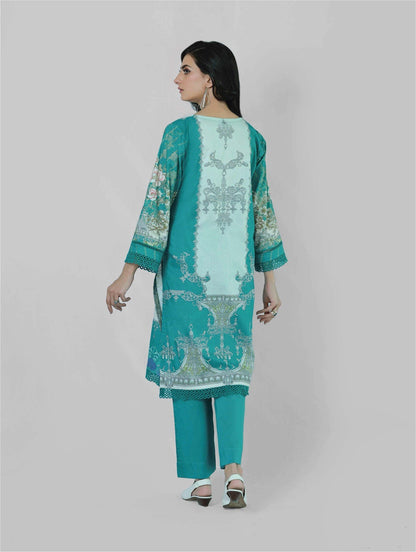 Florence Teal 3 Piece Printed Unstitched Suit