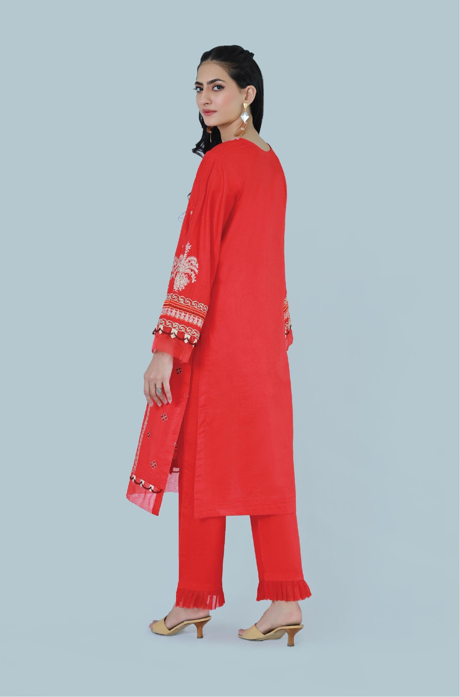 Raving Red 2-Piece Embroidered Stitched Suit