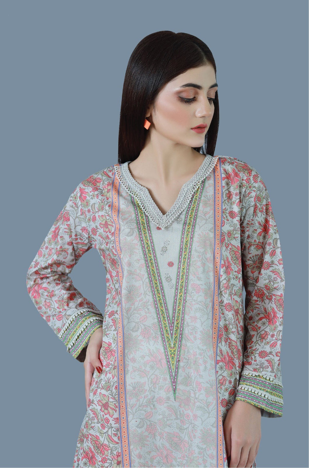 Coral Delight Printed Lawn Shirt