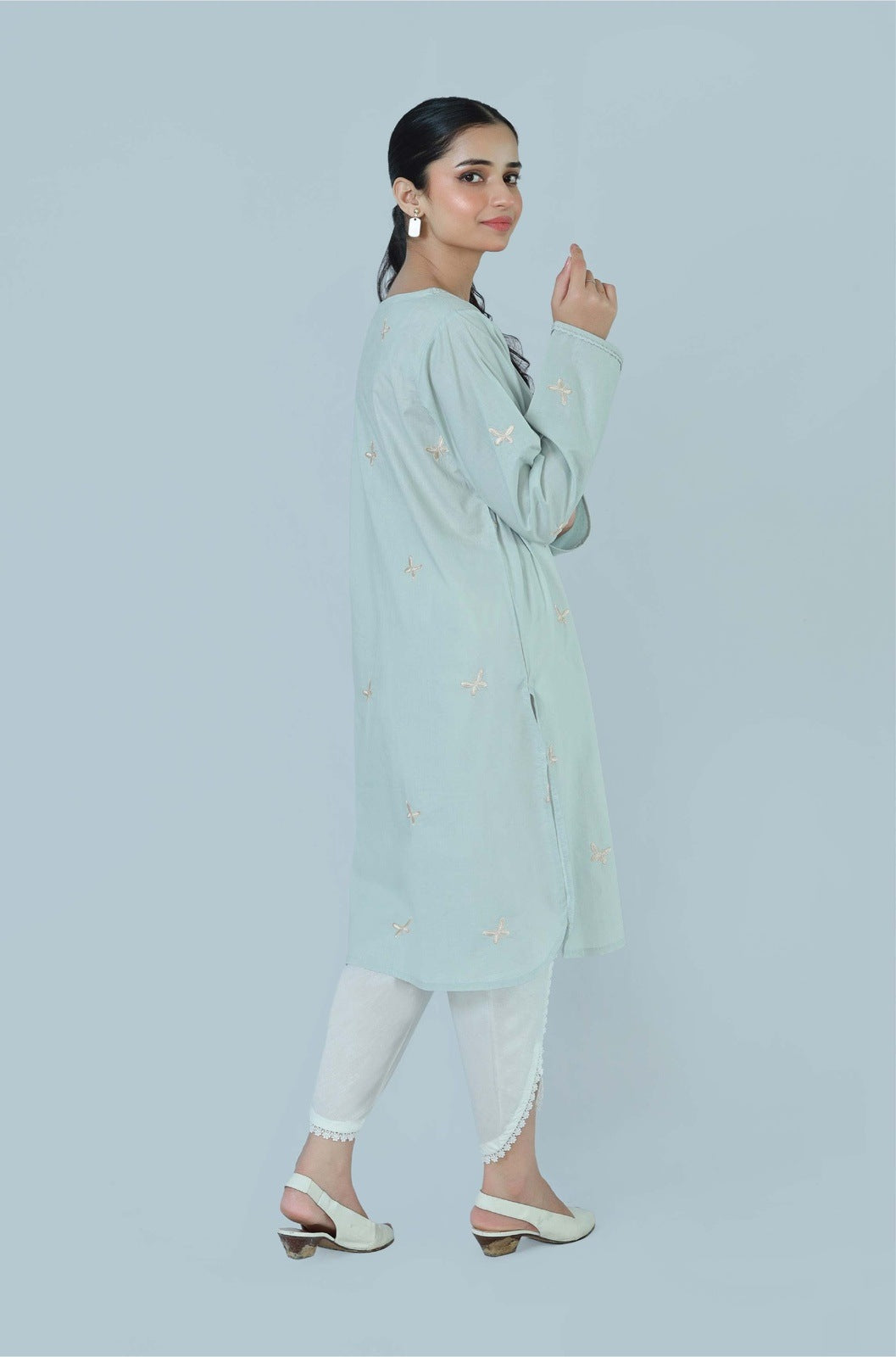 Blue Charm Embroidered Cambric Shirt