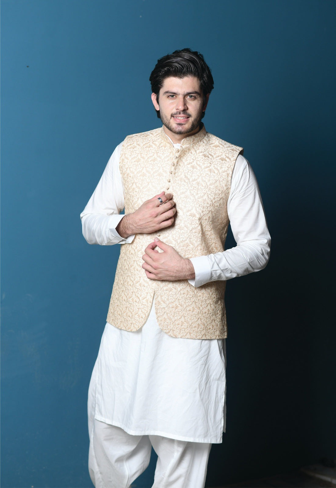 Cream Embroidered Waistcoat